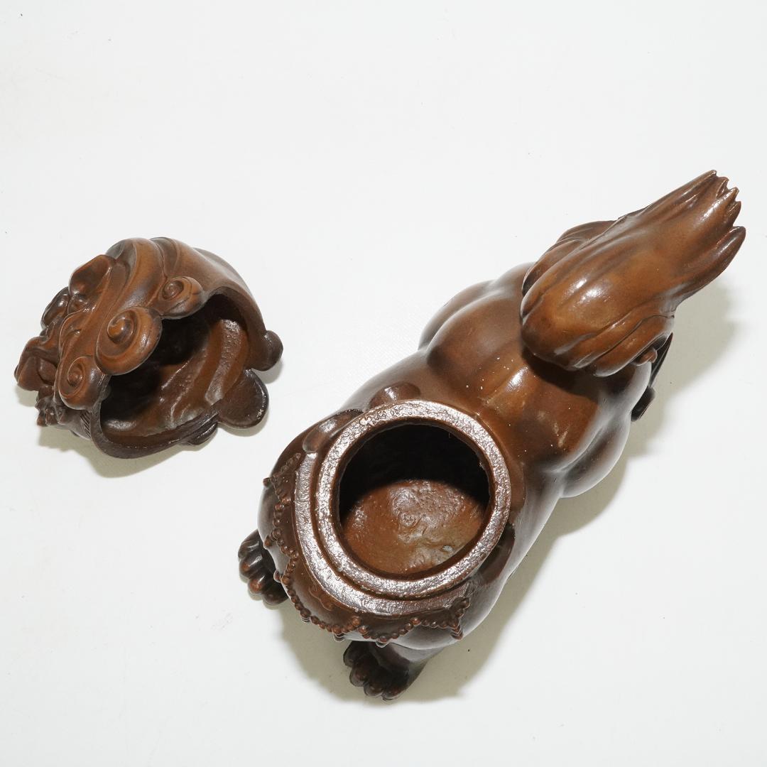 高岡銅器　正晴　獅子　香炉　台付き