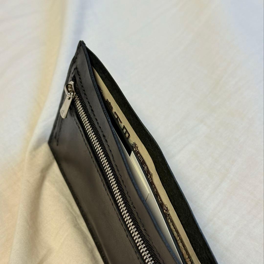 薄型長財布 メンズ 本革 極薄 ブラック ミニマルデザイン / MIYABI