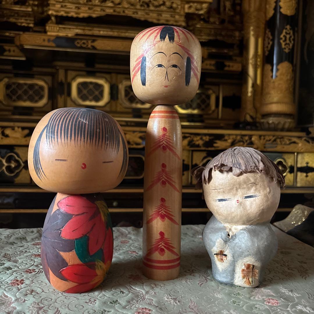 伝統こけし3体セット 善之 作含む 23cm お祓い済み 波動強め 特級呪物