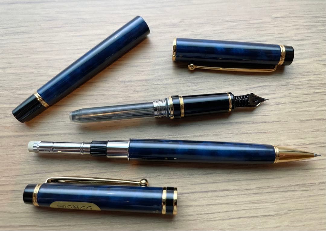 パイロット GRANCE Blue-marble 万年筆　シャーペンセット14K