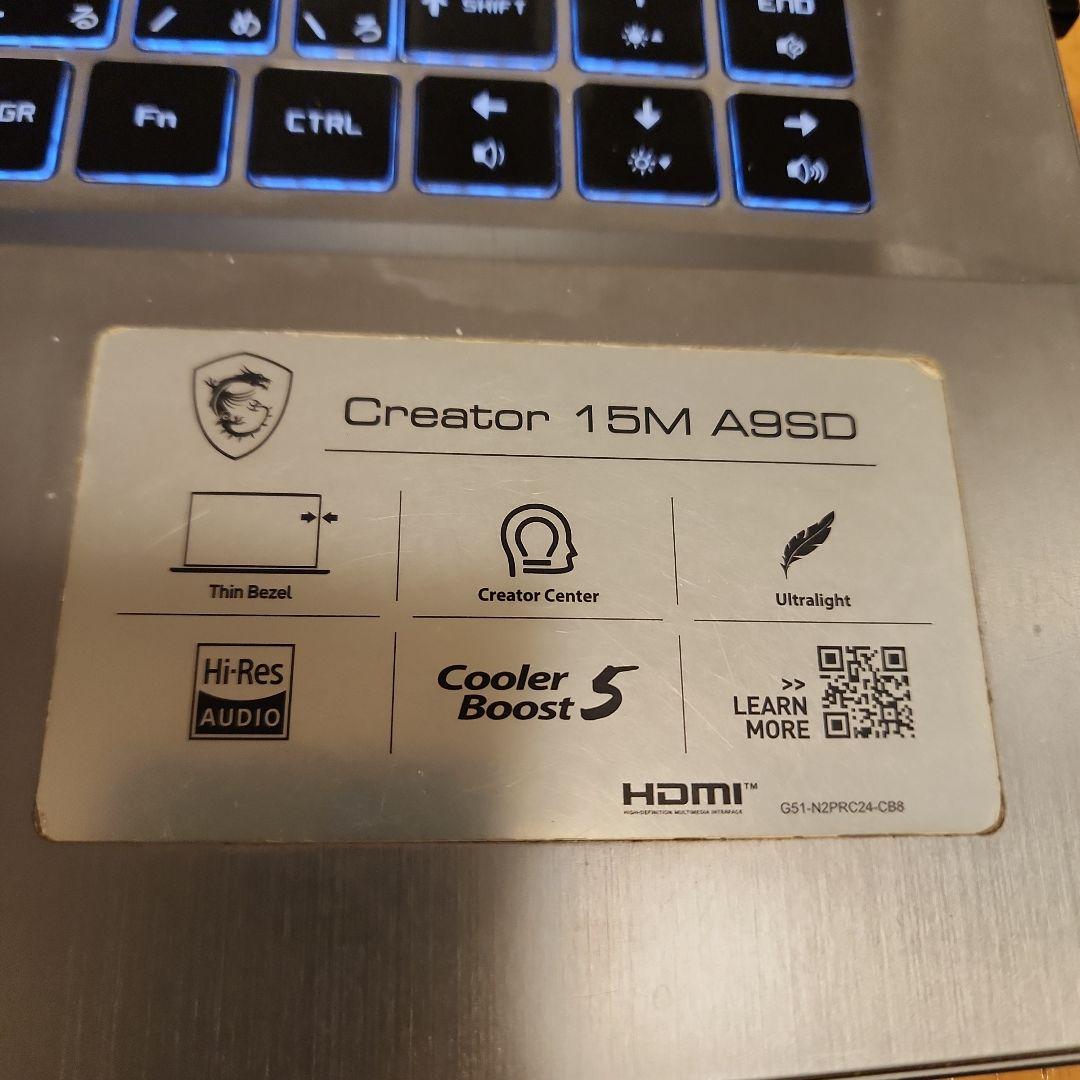 MSI Creator 15M A9SD ノートPC 本体