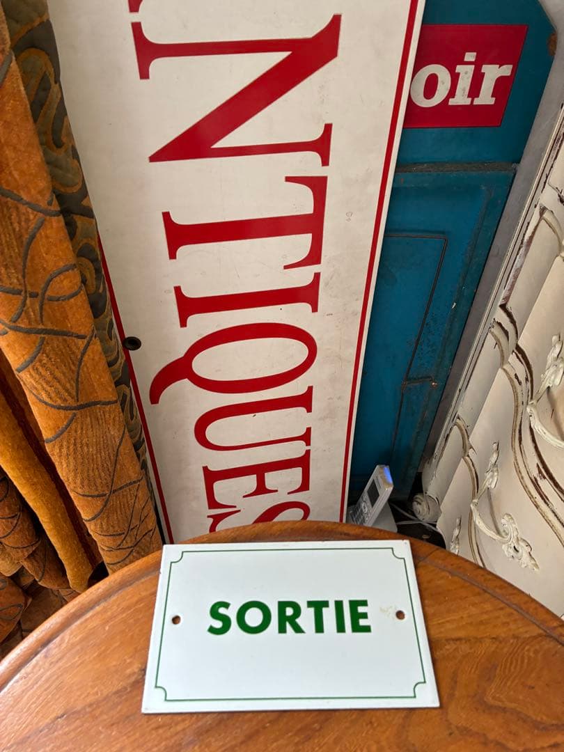 フランス　アンティーク　ホーロー　サイン　プレート　看板　SORTIE 出口美品