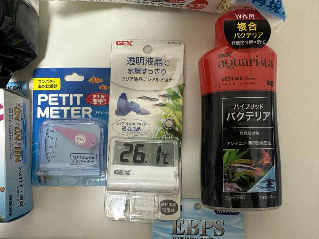 お買得✨️新品含む10点まとめ売り 人工海水 温度計 バクテリア水槽用品セット