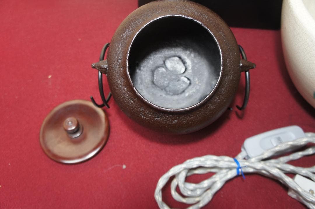 ☆ 野々田 さつま織部(紅鉢型) 炭型電熱器 小釜 釜鐶送料込み