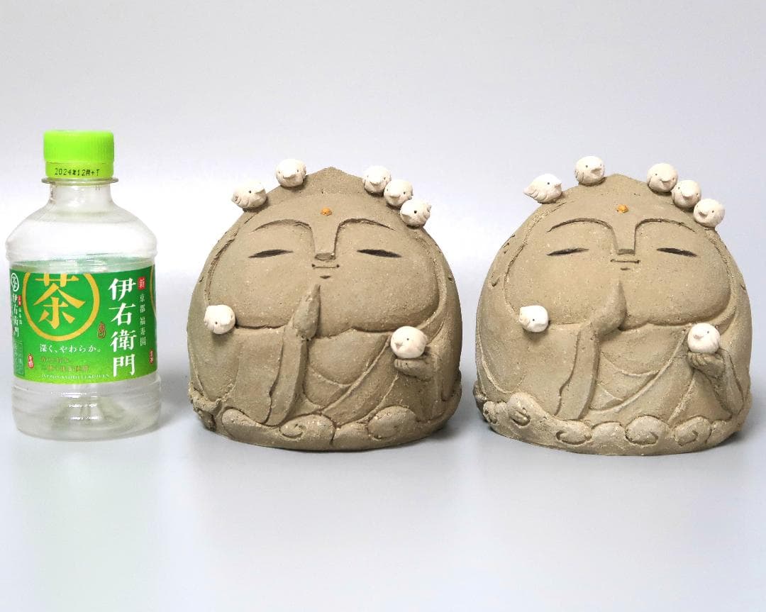 【陶器のお地蔵さま 2体】 お地蔵さん 地蔵 陶器 陶製 置物 フィギュア 人形