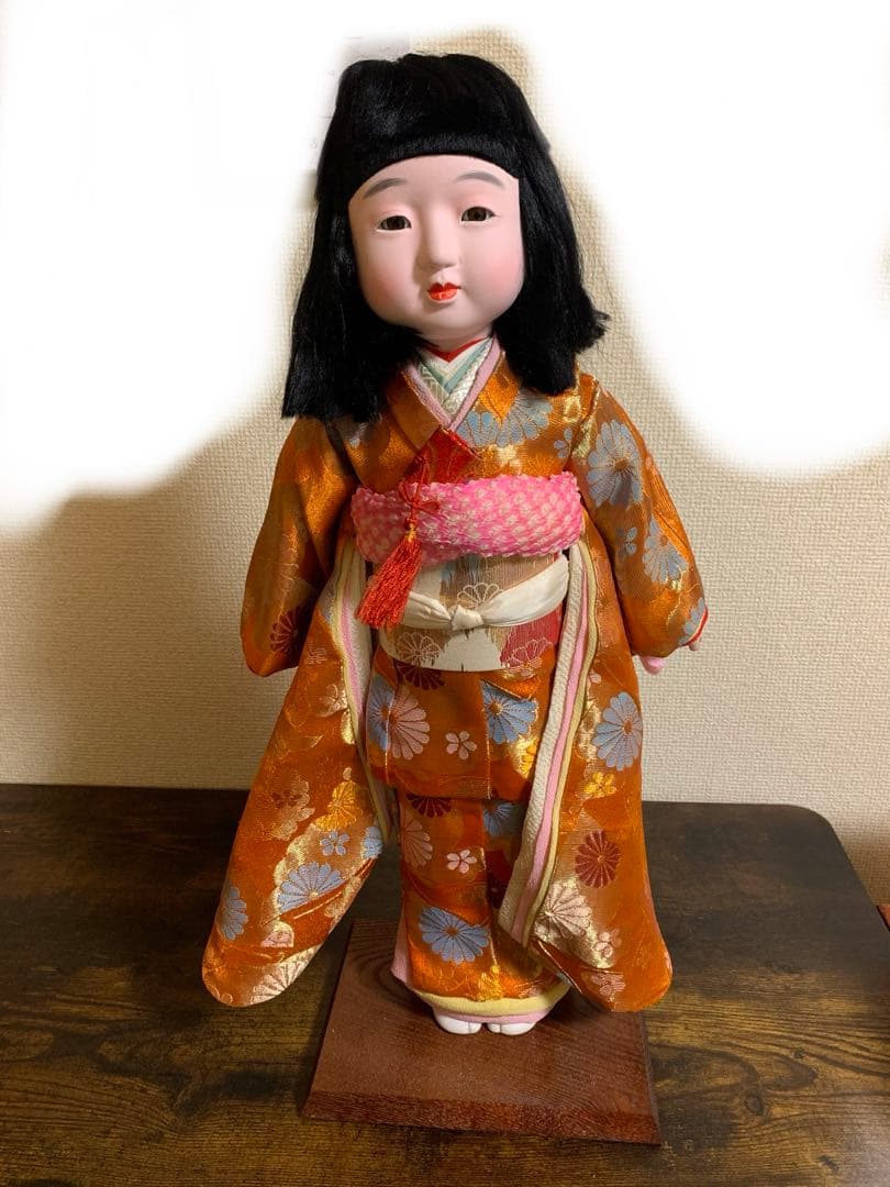 希少品【3／5迄最終価格】ふっくらお顔の癒し系　市松人形　清玉斎夢翁作　昭和初期