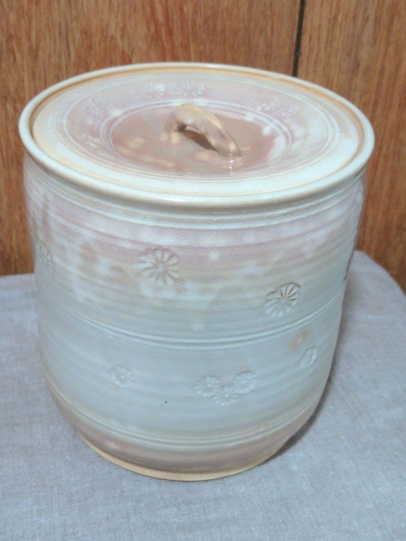茶道具☆陶器製 水指し 薄ピンク・水差・茶道・三島・中村与平