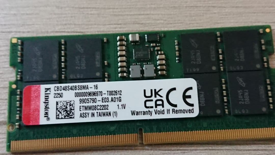 (動作未確認) Kingston DDR5-4800 16GBx2枚