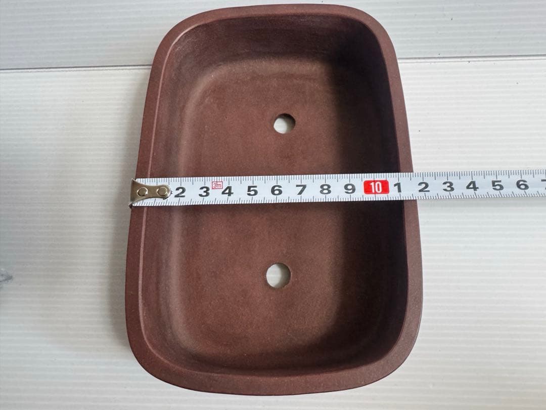 【中国宜興】紫砂 盆栽鉢 長方 支那鉢 時代鉢 落款あり 18.5cm