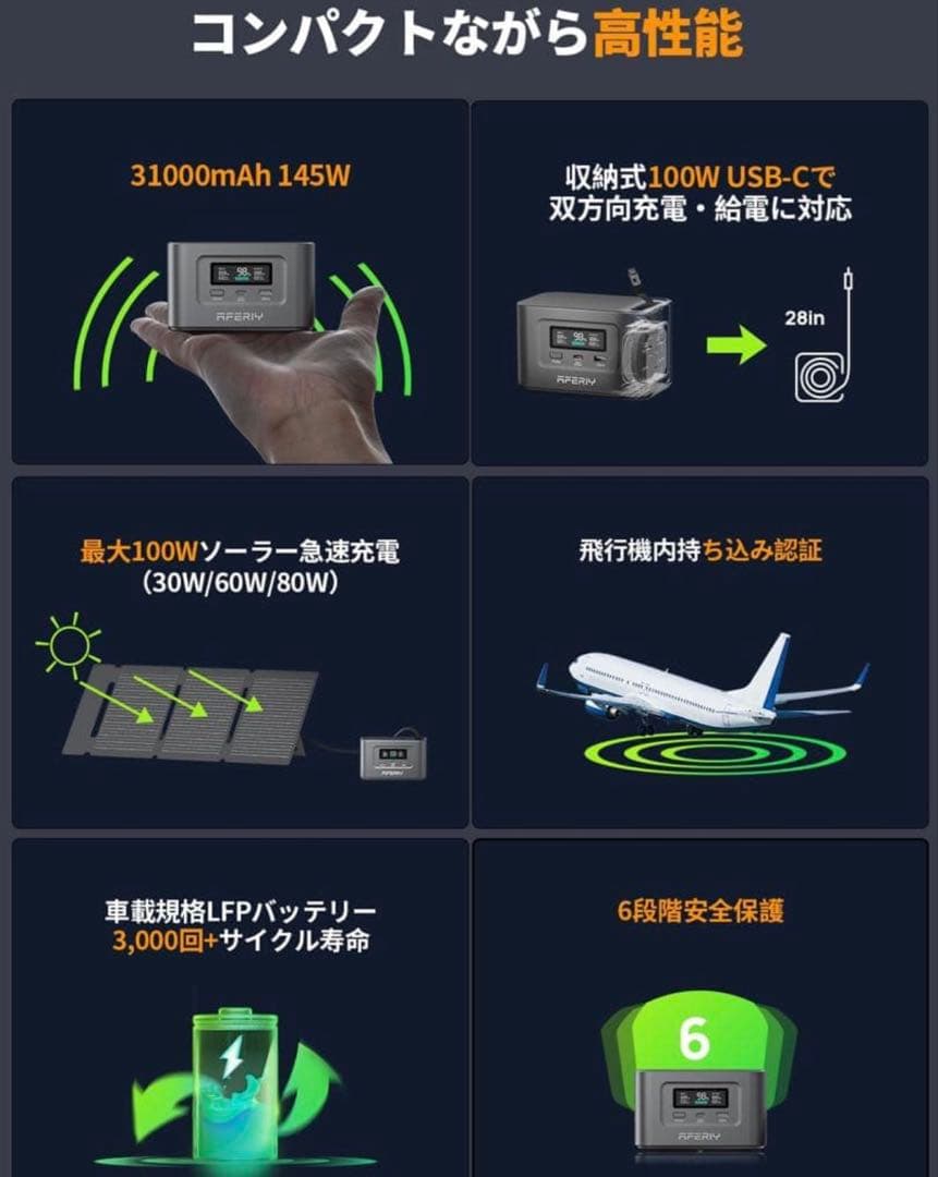 APERRY Nano100 ポータブル電源 100W