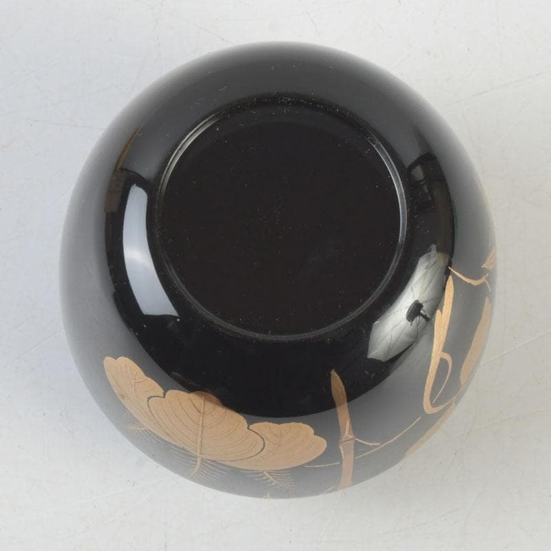 茶道具　黒塗　螺鈿装飾　桐竹蒔絵　中棗　時代箱　V　9942