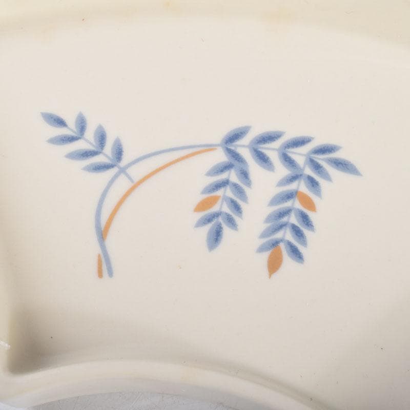 和食器　橘吉（たち吉）作　色絵　花草文　扇面皿　五客　共箱　N　8674