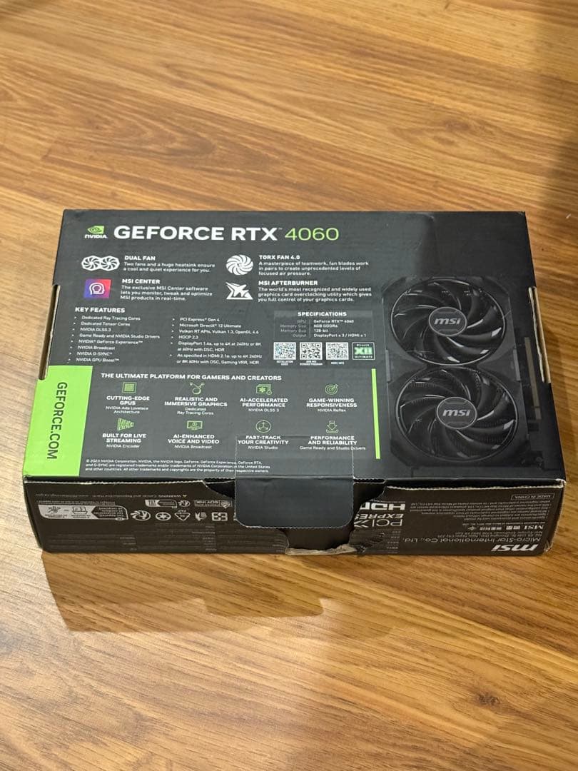 MSI GeForce RTX 4060 VENTUS 2X BLACK 中古