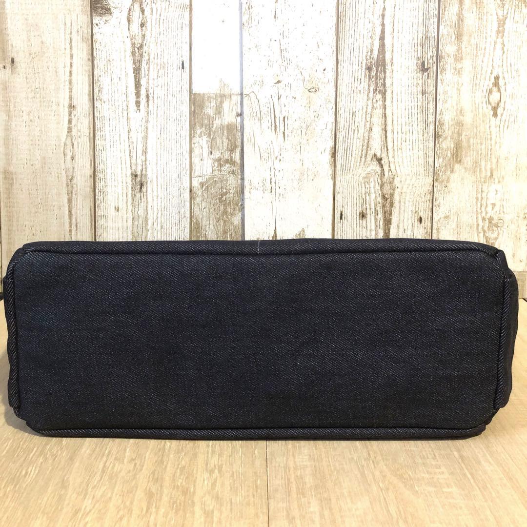 ショルダーバッグ　ハンドメイド　デニムリメイク　ネイビー　両開き【新品デニム】