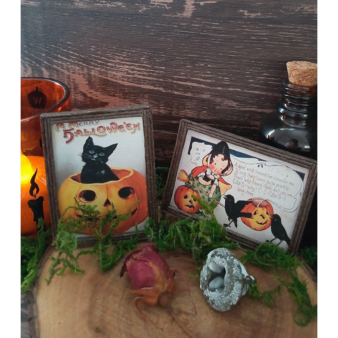 【ミニチュア】ハロウィン額縁ポスター2枚セット✽handmade