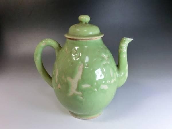 水差し■油黄緑釉水注 水次 急須 お茶道具 希少 古玩 唐物 時代物 骨董品■