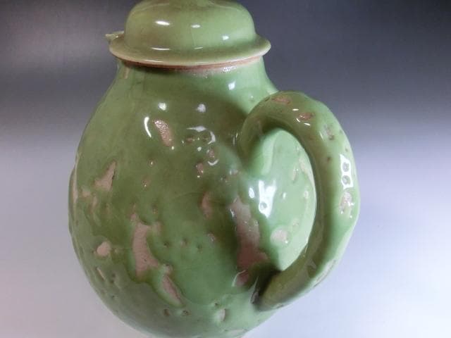 水差し■油黄緑釉水注 水次 急須 お茶道具 希少 古玩 唐物 時代物 骨董品■