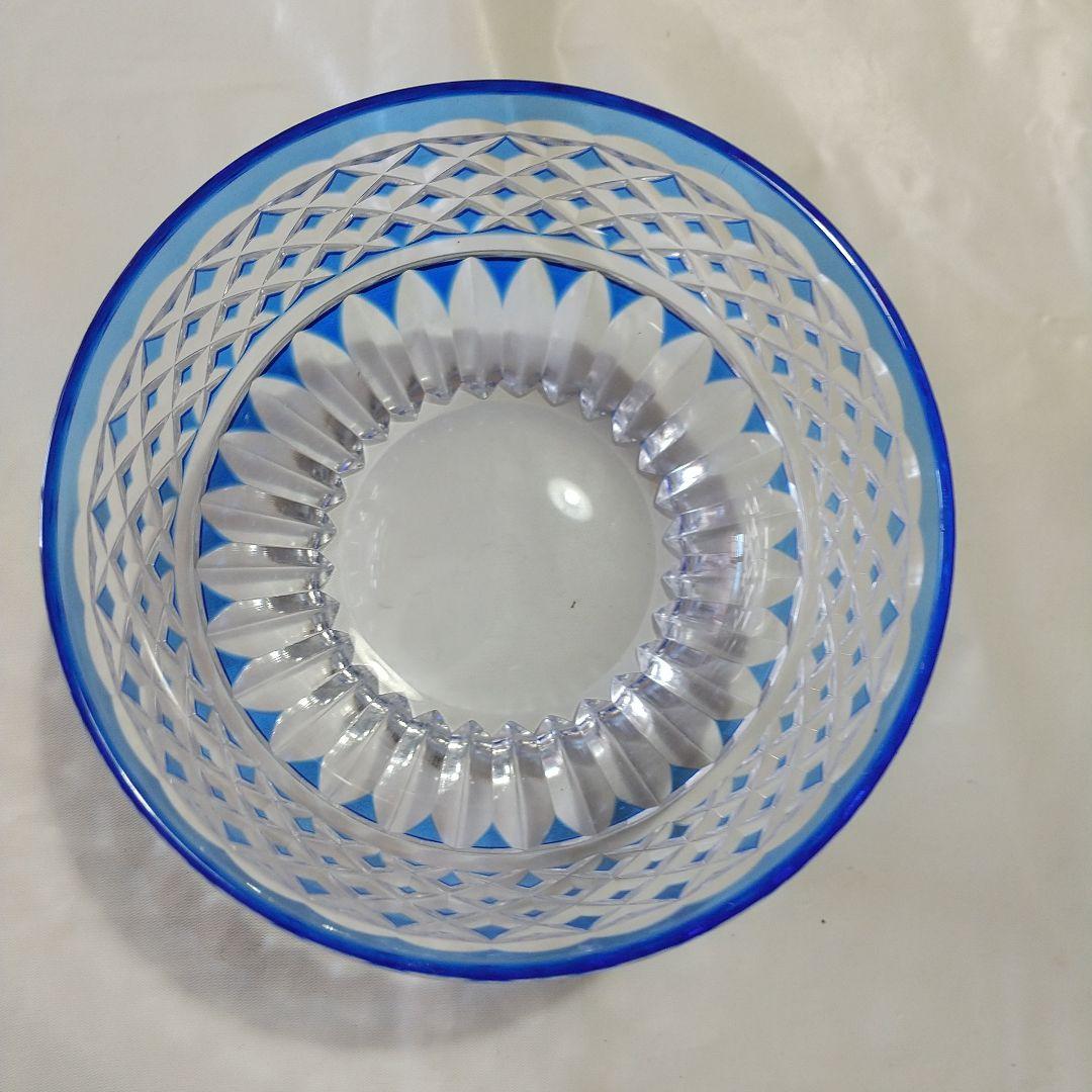 青被せ切子 小鉢 矢来紋