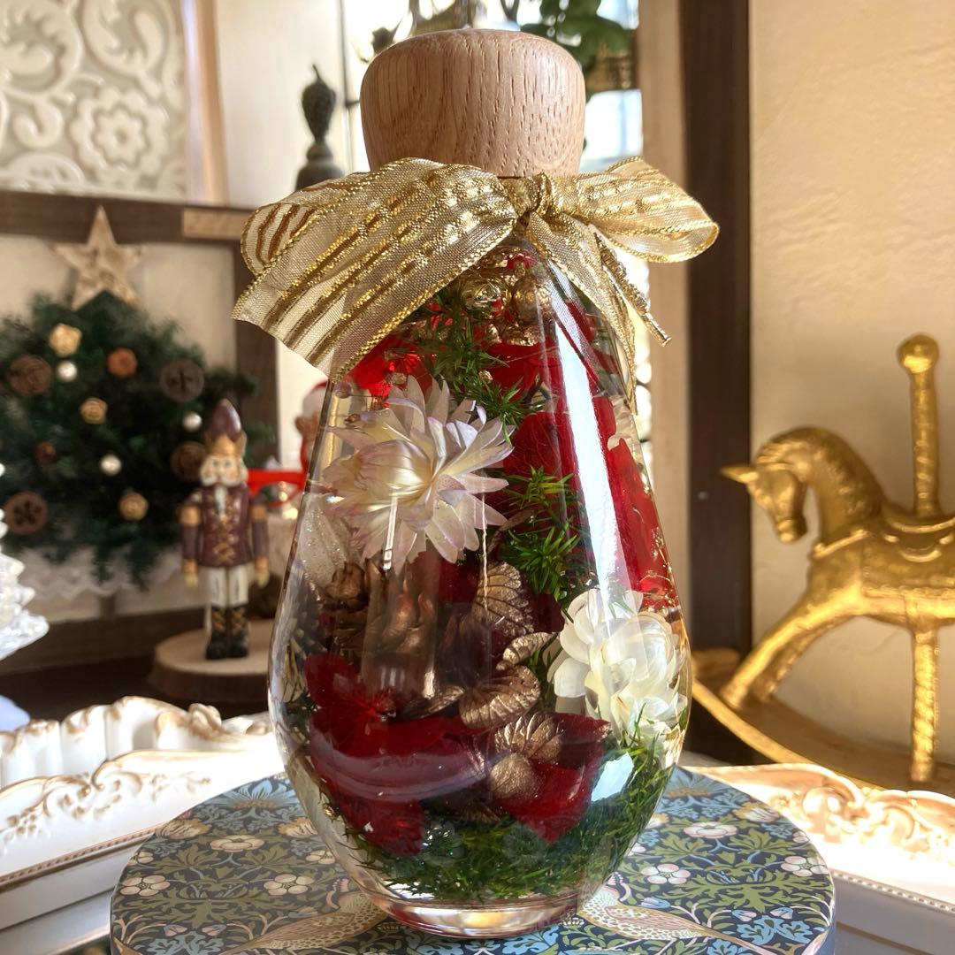 ◆ハーバリウム　278 クリスマスいっぱいのbottle *.:。✿*゜¨