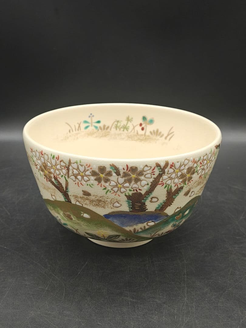 京焼　抹茶碗　3点まとめて　桜　竹　紅葉の図 茶道具
