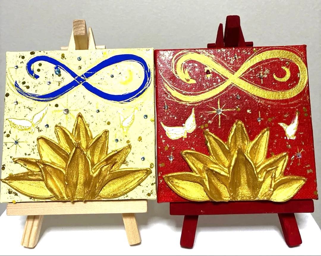 開運絵画　龍神様　白龍神様　蓮の花　花の舞　天界のエネルギー　金箔　運気上昇