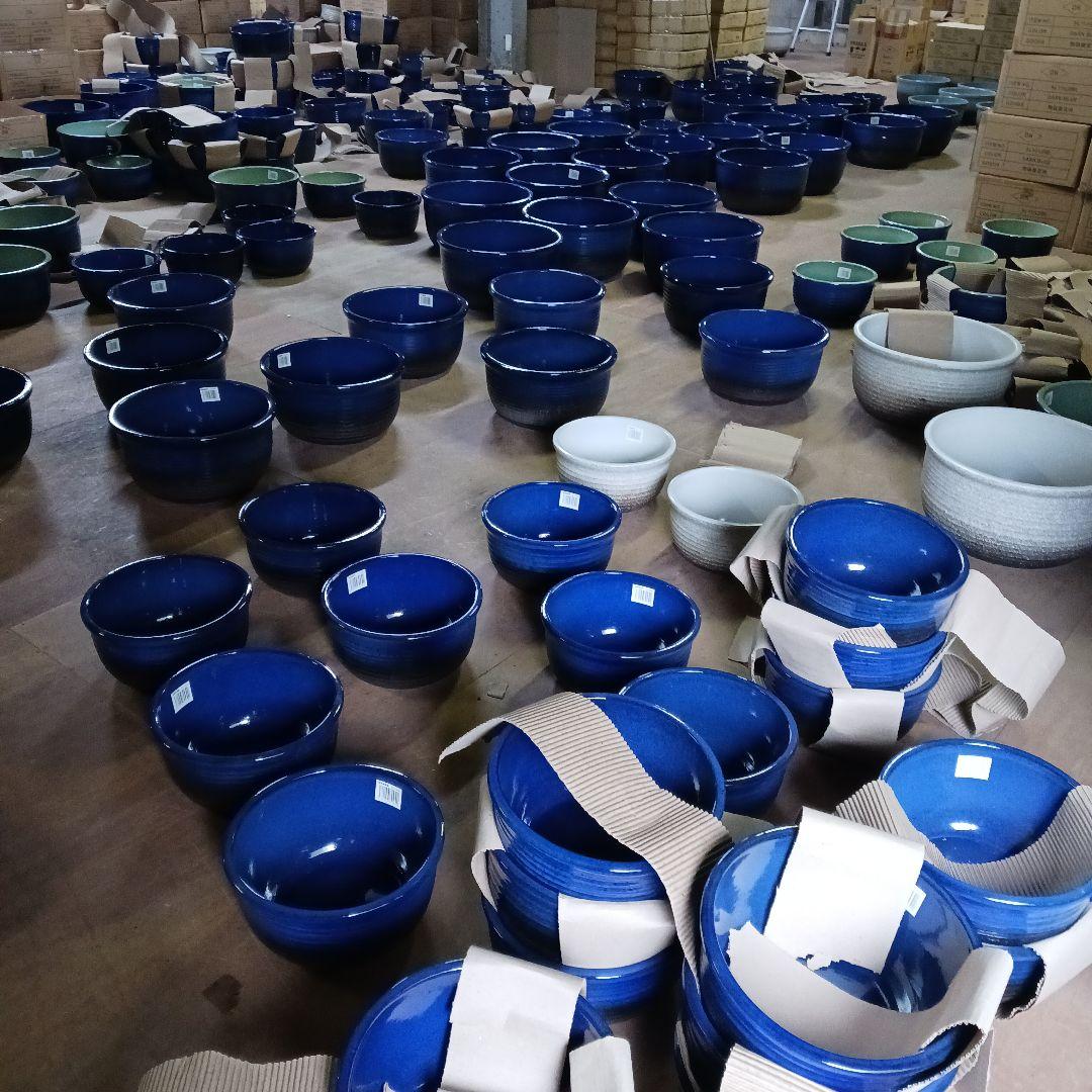 新品　特大51x48　陶器　睡蓮鉢　メダカ鉢　難有　ラリマーブルー　水色　LWC