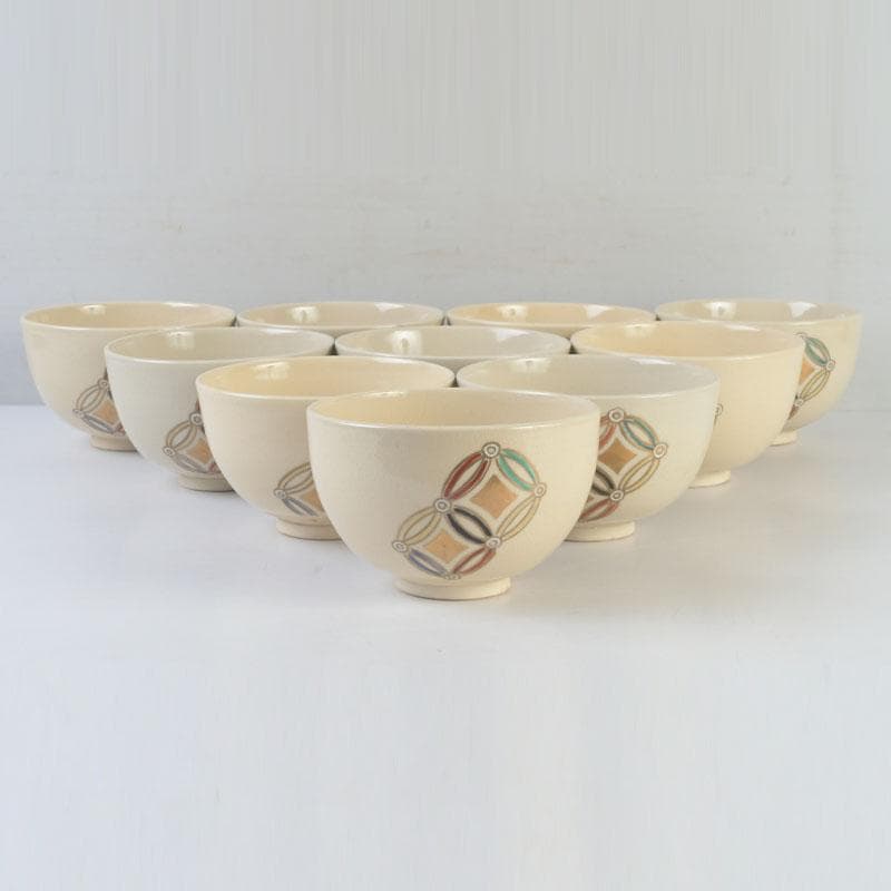 茶道具　京焼　森里陶楽造　七宝蒔絵　数茶碗　十客　C　9966A