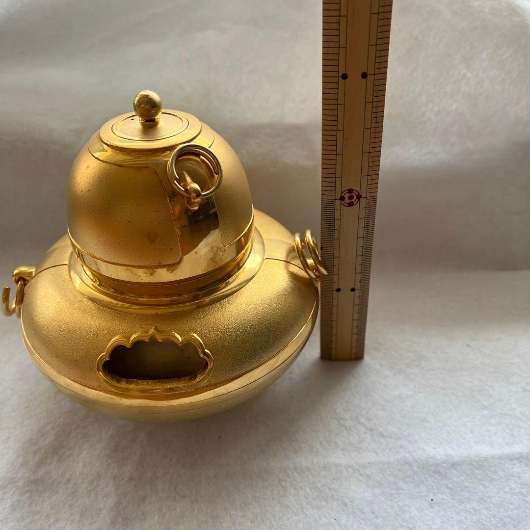 黄金茶釜 24KGP 香炉 銅鋳造インテリア コレクション