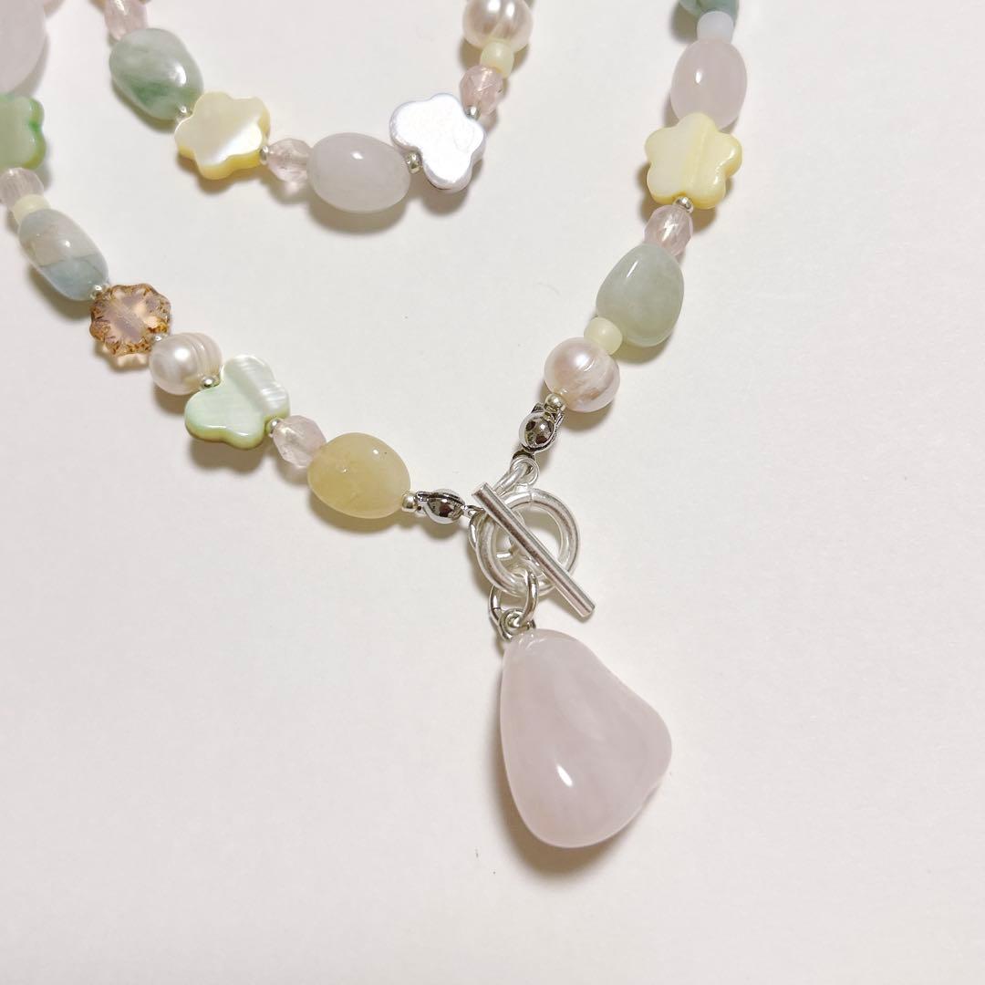 no.455／a'moureveビーズネックレス　ハンドメイド　韓国　古着