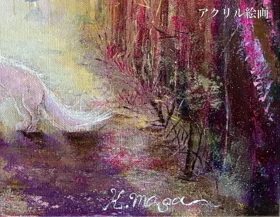 幻想的春の景色絵画 アクリル画 キャンバスF6 オリジナル作品 ハンドメイド