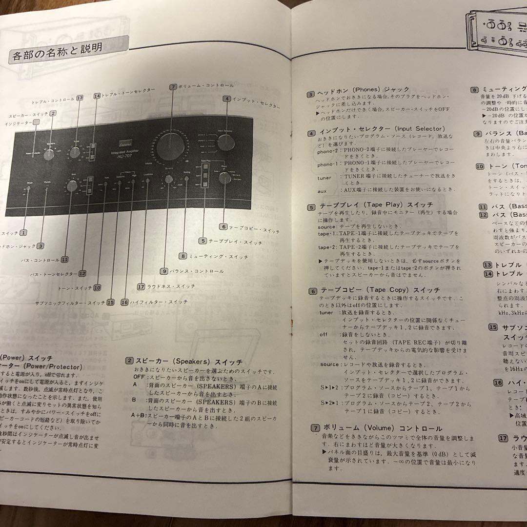 サンスイ Sansui アンプ AUー７０７　取説付き