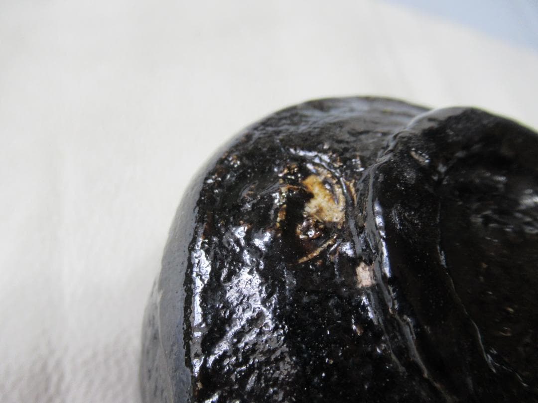 美品1800年頃◆鎌倉旧家 楽吉左衛門 了入 九代隠居判 黒茶碗 上部赤茶の景色
