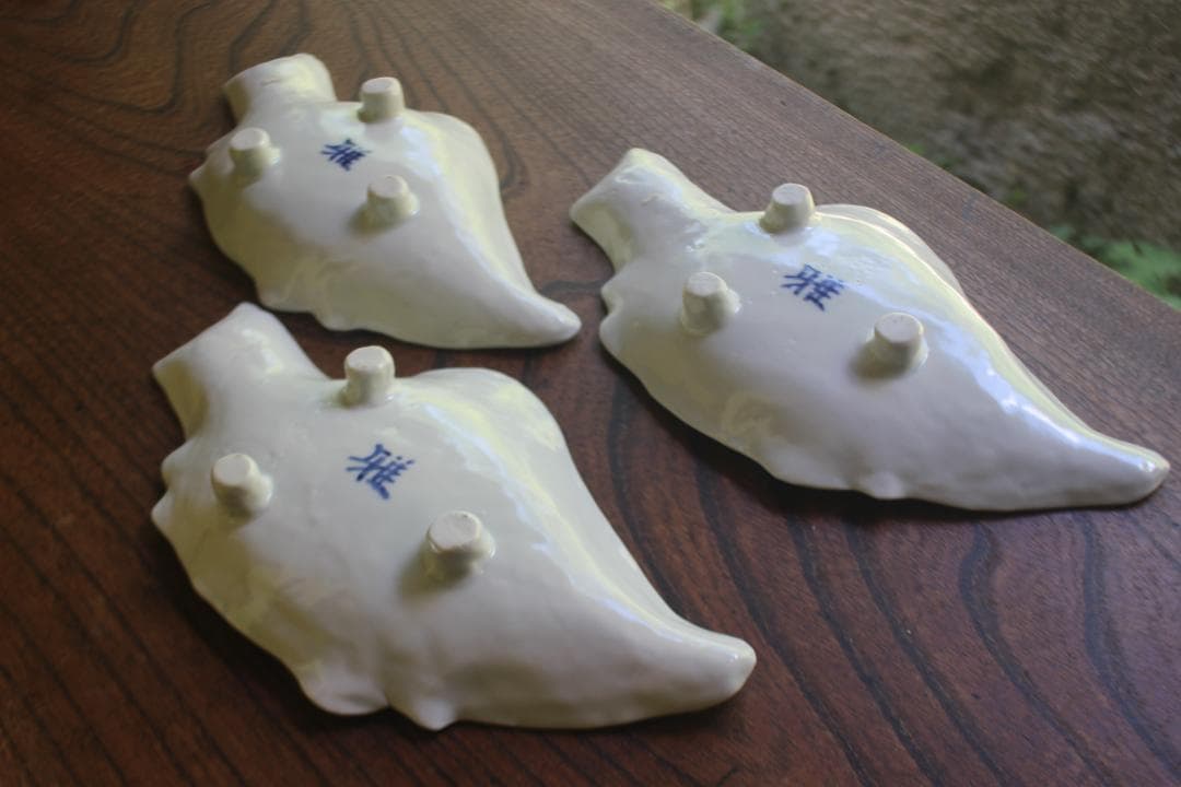 デッドストック！かわいらしい魚形デザインの染付皿3点（検古伊万里九谷