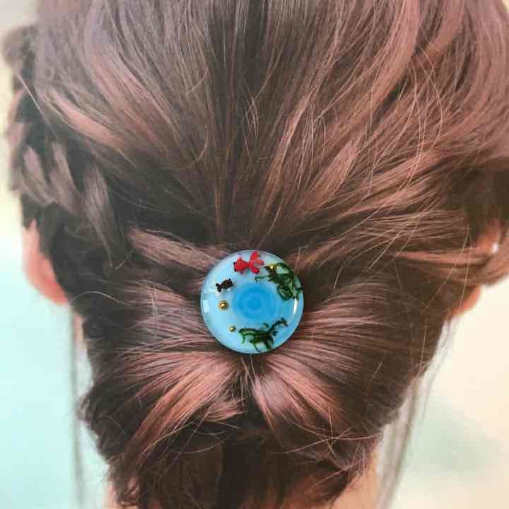 春夏レジン 金魚 波紋 ヘアゴム 帯留パーツB