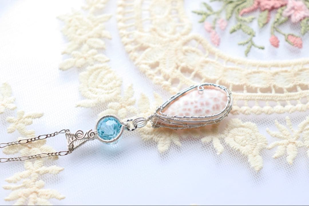 希少✧ピンクラリマーとスカイブルートパーズのワイヤージュエリーネックレス✧誕生石