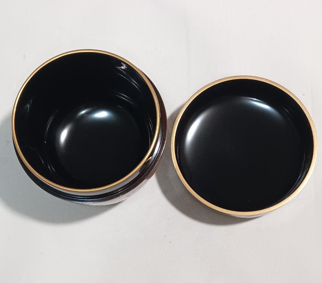 茶道具　輪島塗　堀正三（号鳳山）作　朱漆塗沈刻彫牡丹唐草文中棗　骨董　美品！！