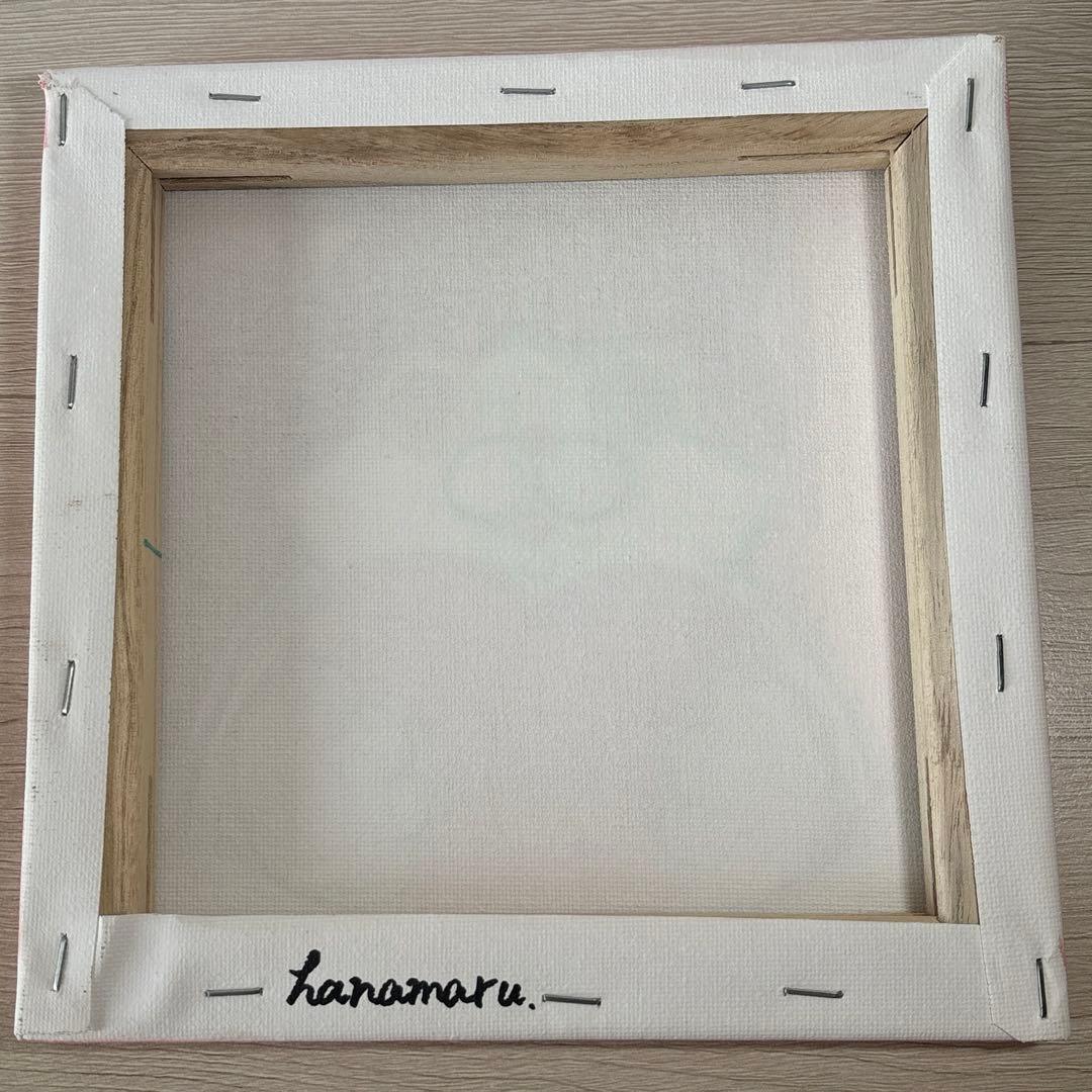 ゆるねこ原画　キャンバスボード　オイルパステル　「ハートとココ」