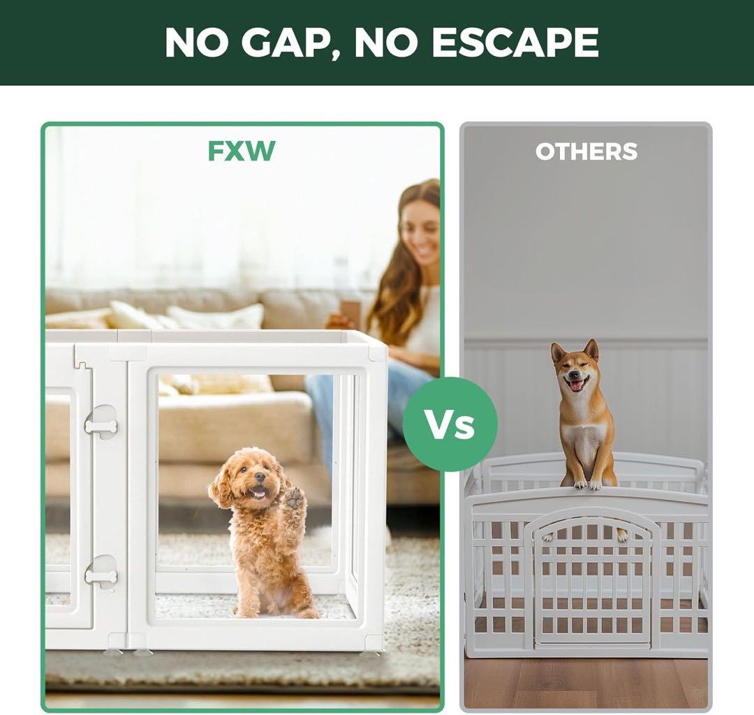 FXW AuraSpace アクリル 犬用サークル 24インチ 8パネル 白色