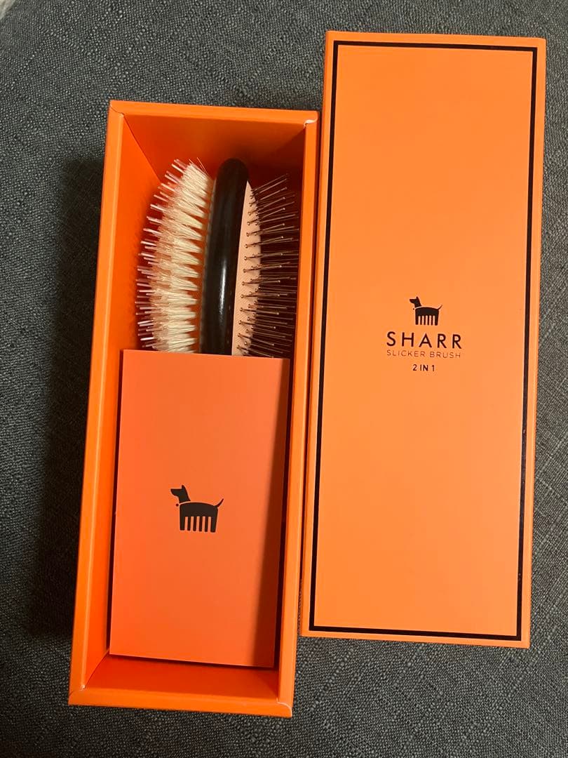 SHARR ペットブラシ 黒 オレンジ 犬 猫 2in1 新品
