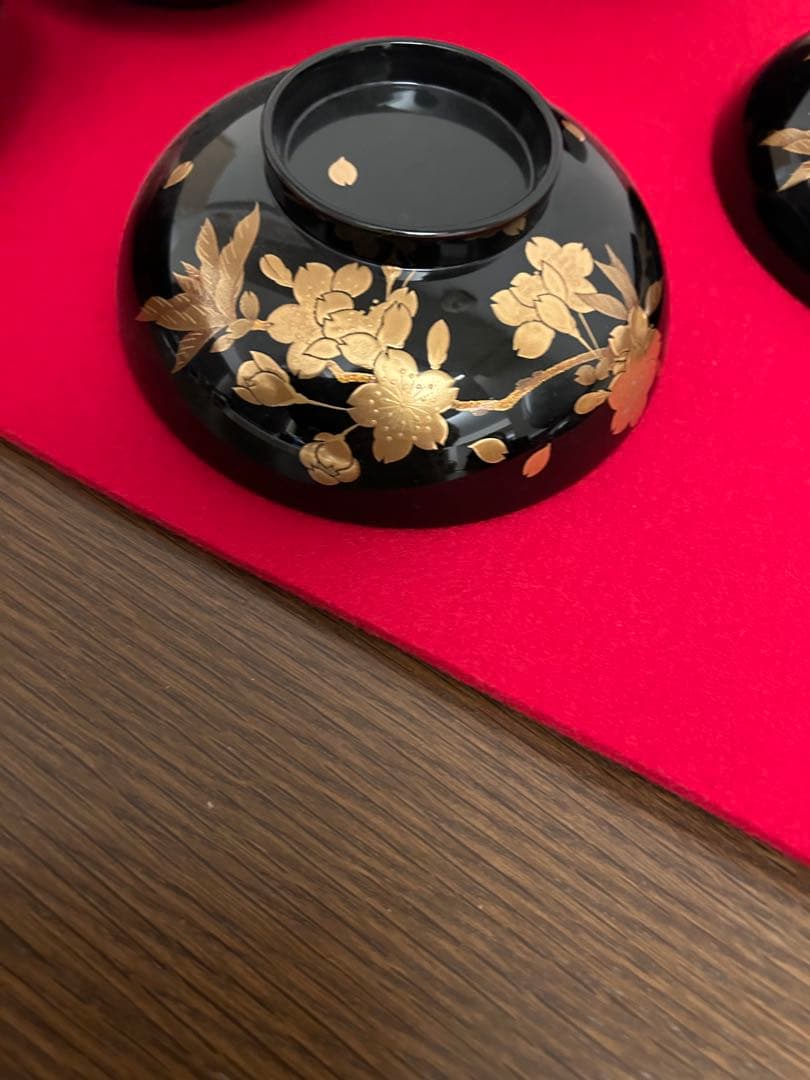 輪島塗　桜蒔絵　煮物椀五客