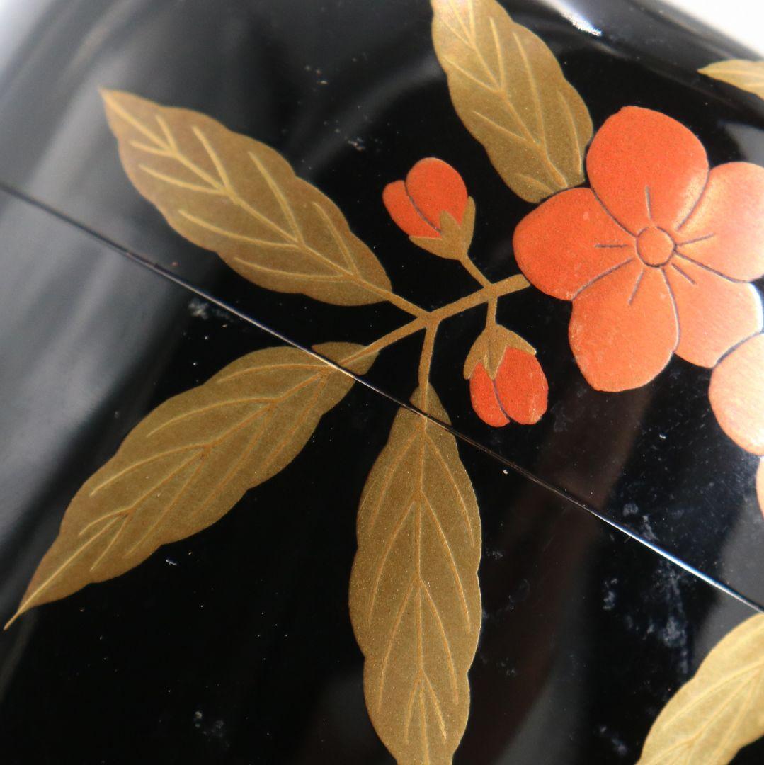 蒔絵師 坂下雄峰作 桃蒔絵 棗 茶道具 共箱　V1042