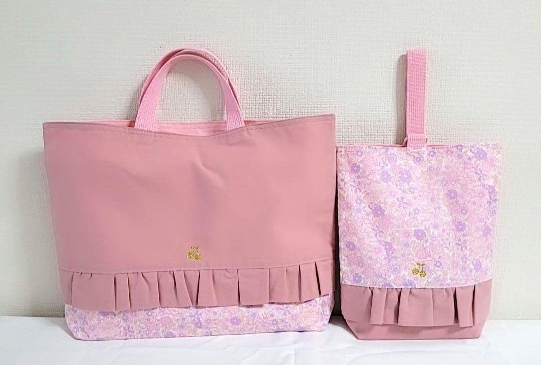 80.入園入学セット　女の子　ピンク　花柄　5点セット☆