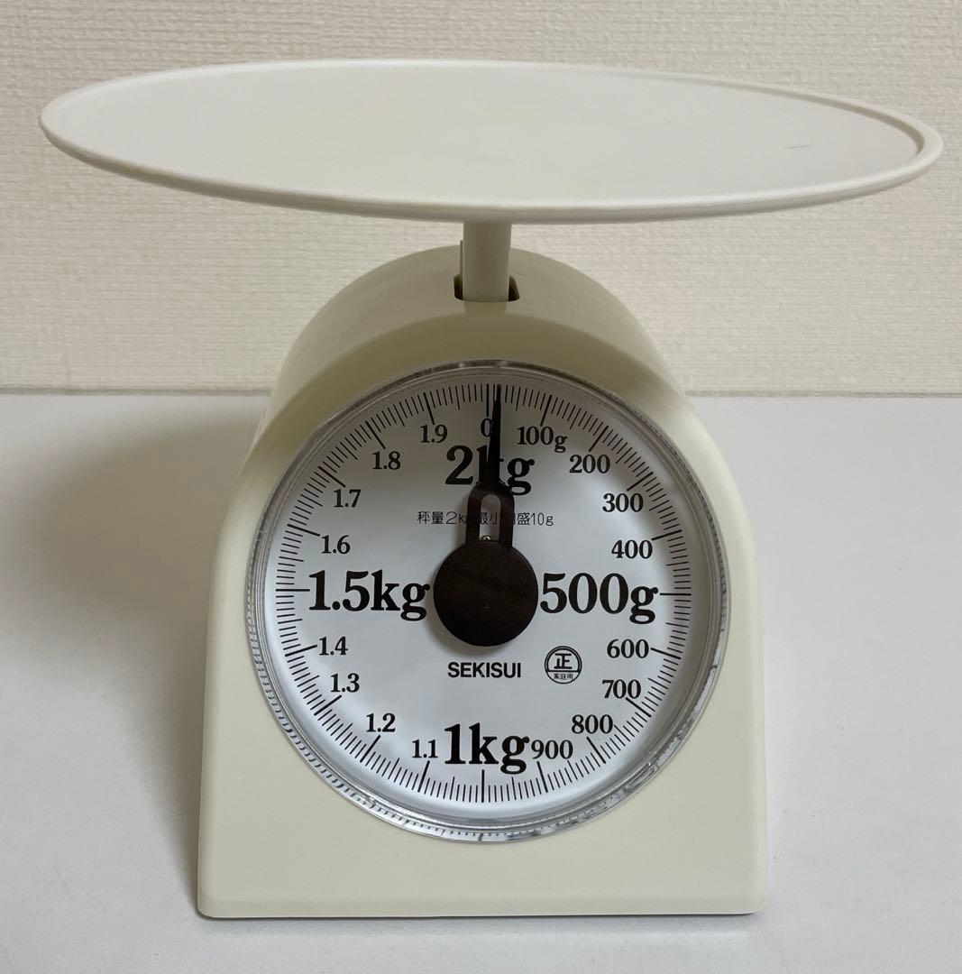 【匿名配送】計量器　キッチンスケール　昭和レトロ　アナログ　アンティーク　白