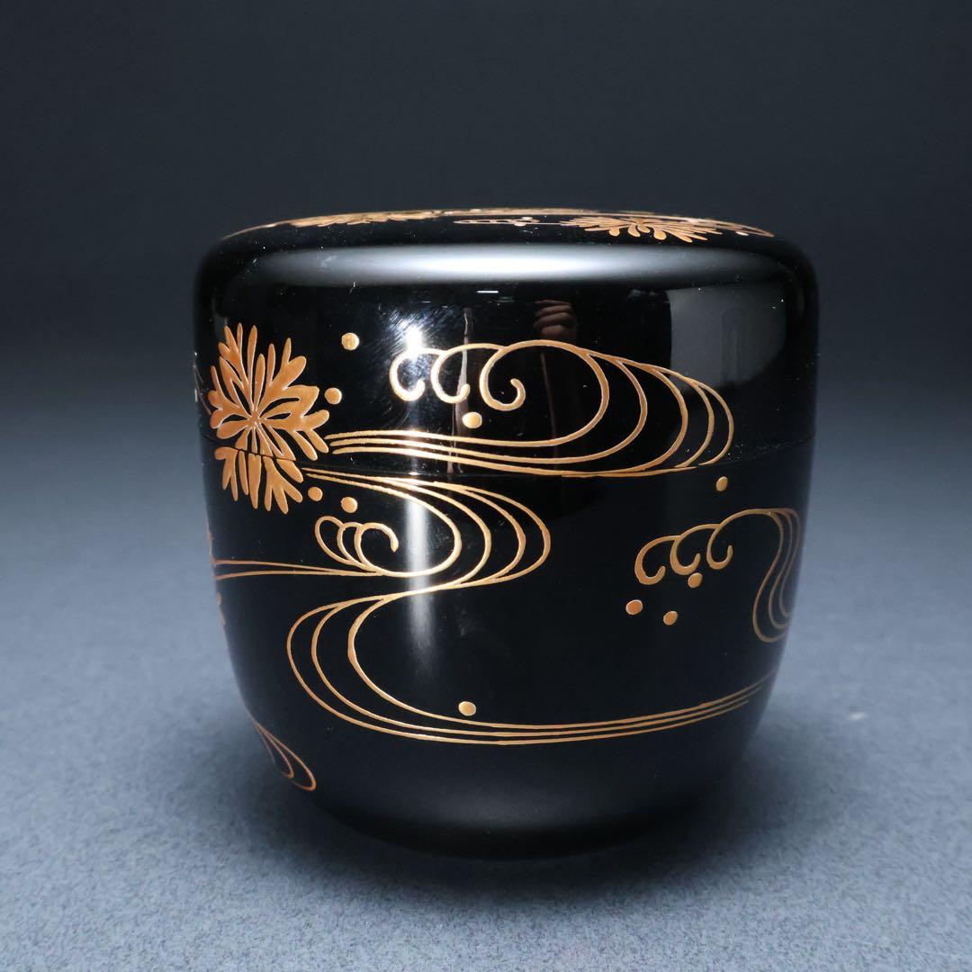 棗　光琳波に海松蒔絵　内銀仕上げ　金蒔絵　夏　R1415お10