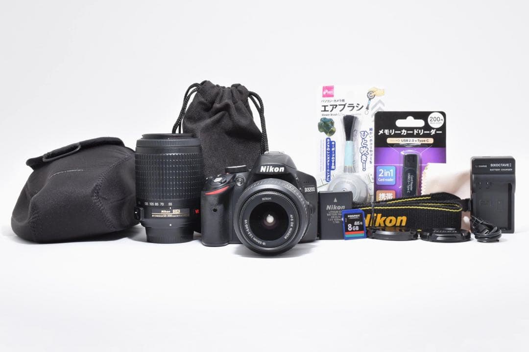 Nikon D3200★手ぶれ補正付★ダブルレンズ 一眼レフ 初めての方も安心