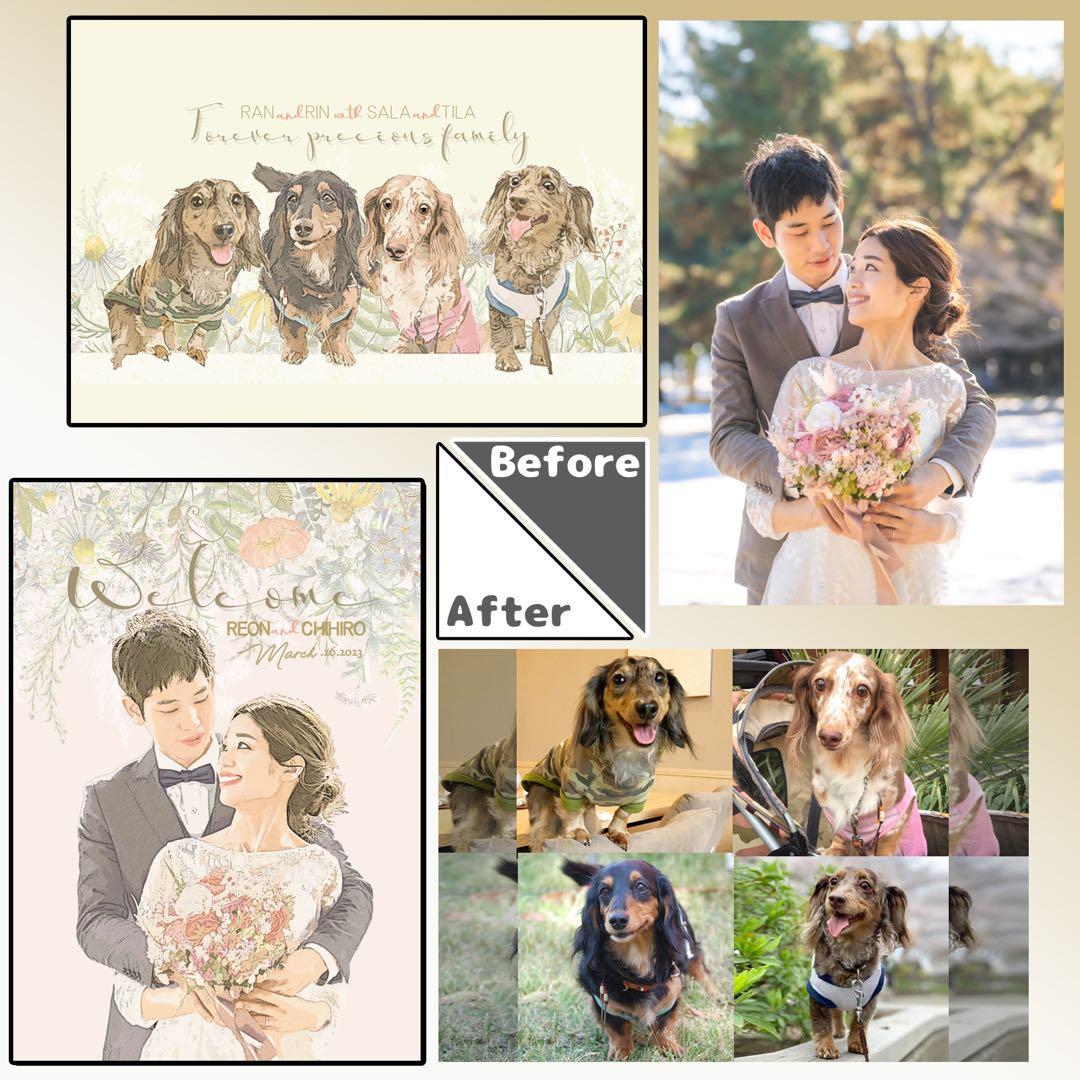 前撮り ウェルカムボード ウェルカムスペース 子育て感謝状 似顔絵 結婚式 29