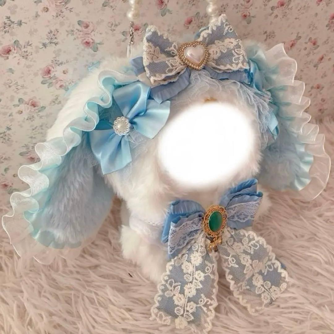 １６cm立ちぬい服♡ロリータゆめかわ姫系♡お耳フリルうさぎの着ぐるみ♡水色