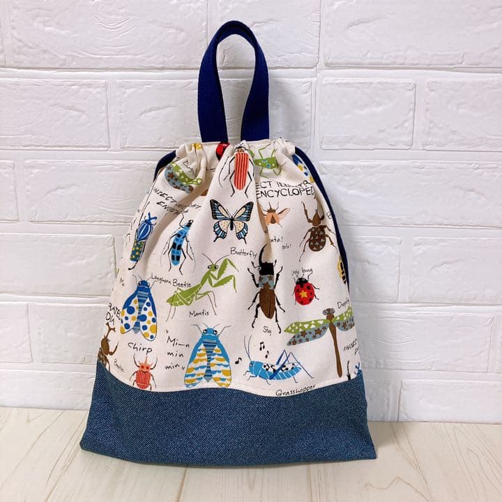 受注制作　入園入学グッズ　6点セット　昆虫×デニム風