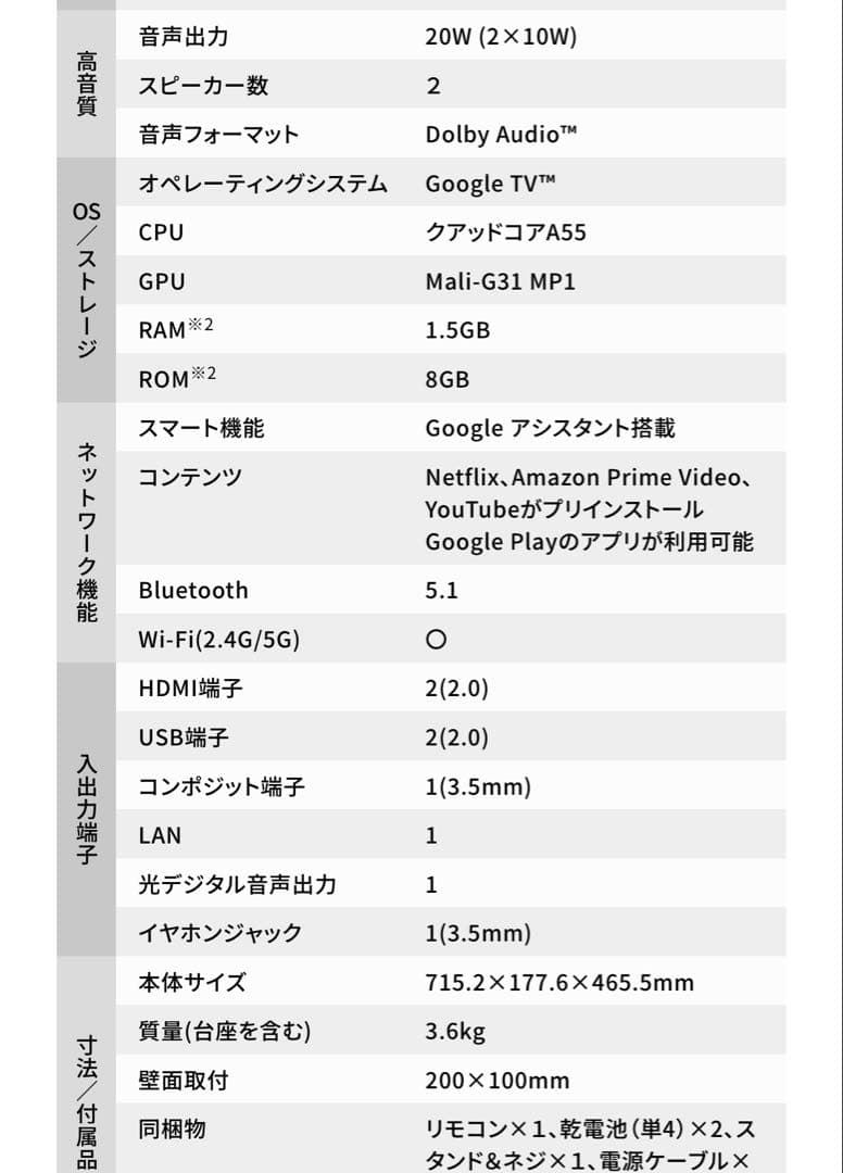 【新品未使用】SKYWORTH Smart TV 32インチ液晶モデル