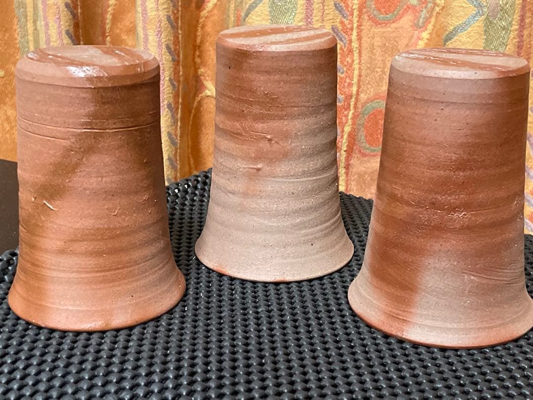備前焼 見附文雄 ビアコップ3個セット 酒器 岡山 ビールグラス ビアマグ